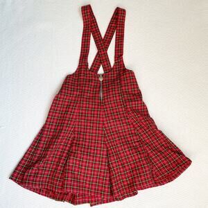 Vintage Plaid Suspender Skort